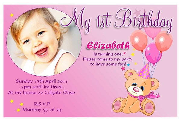 First Birthday Invitation Wording Bagvania FREE Printable Invitation 