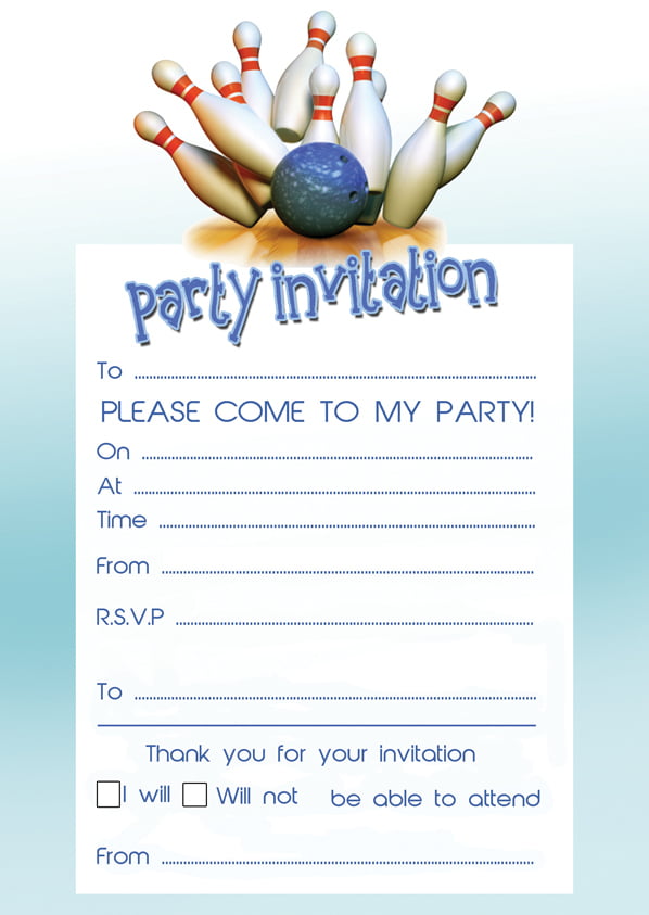 Bowling Birthday Party Invitations Free Templates