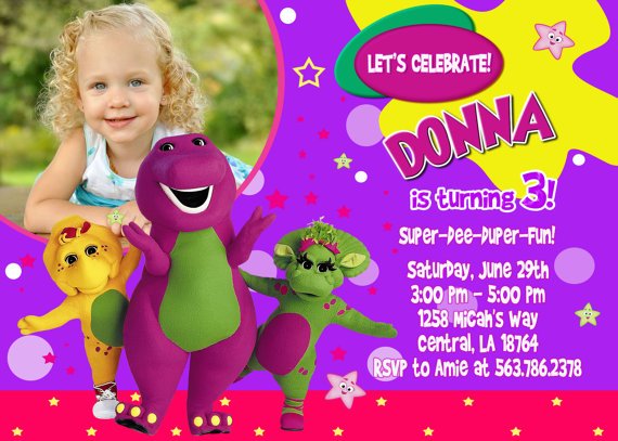 Free Personalized Barney Birthday Invitations 7