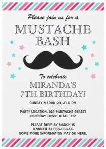 Mustache Birthday Party Invitations Templates 3