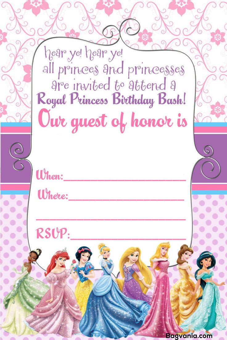 Free Princess Party Invitation Templates