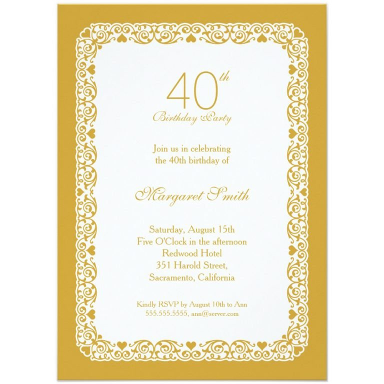 40th Birthday Party Invitations Wording | FREE Printable Birthday ...