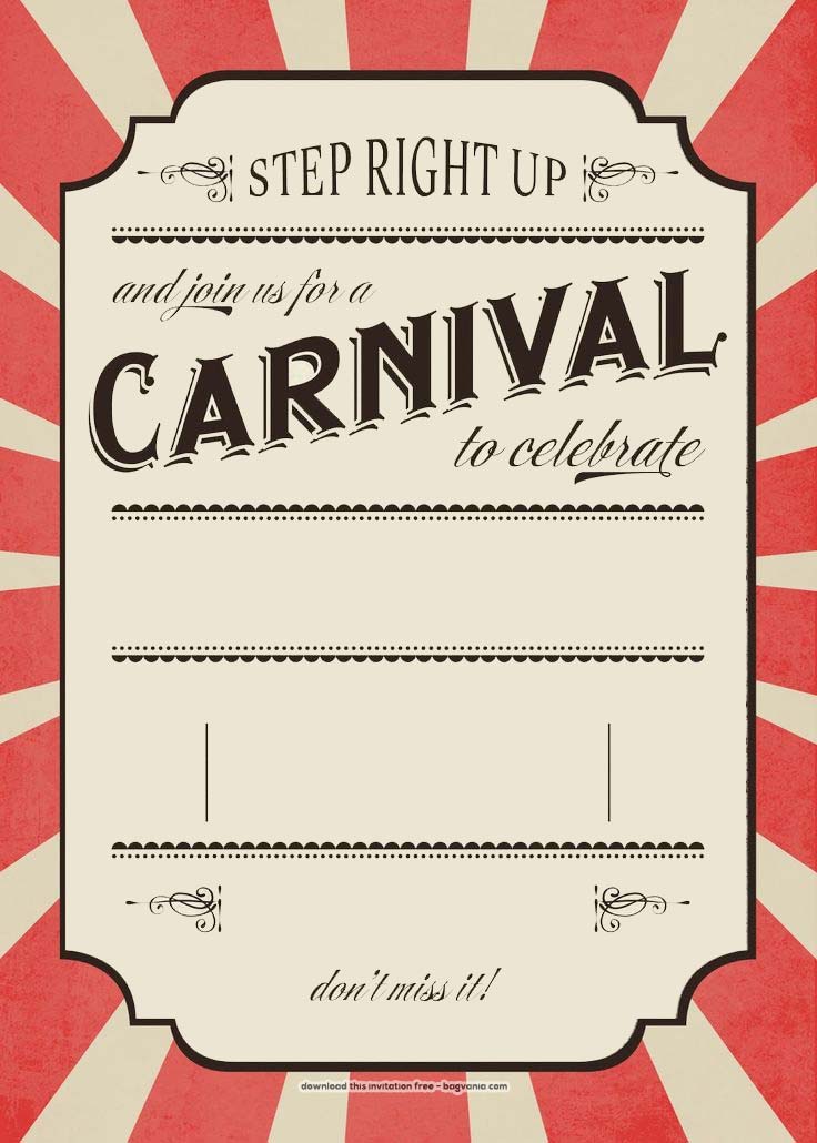 Download Now FREE Carnival Birthday Invitations Carnival Invitation 