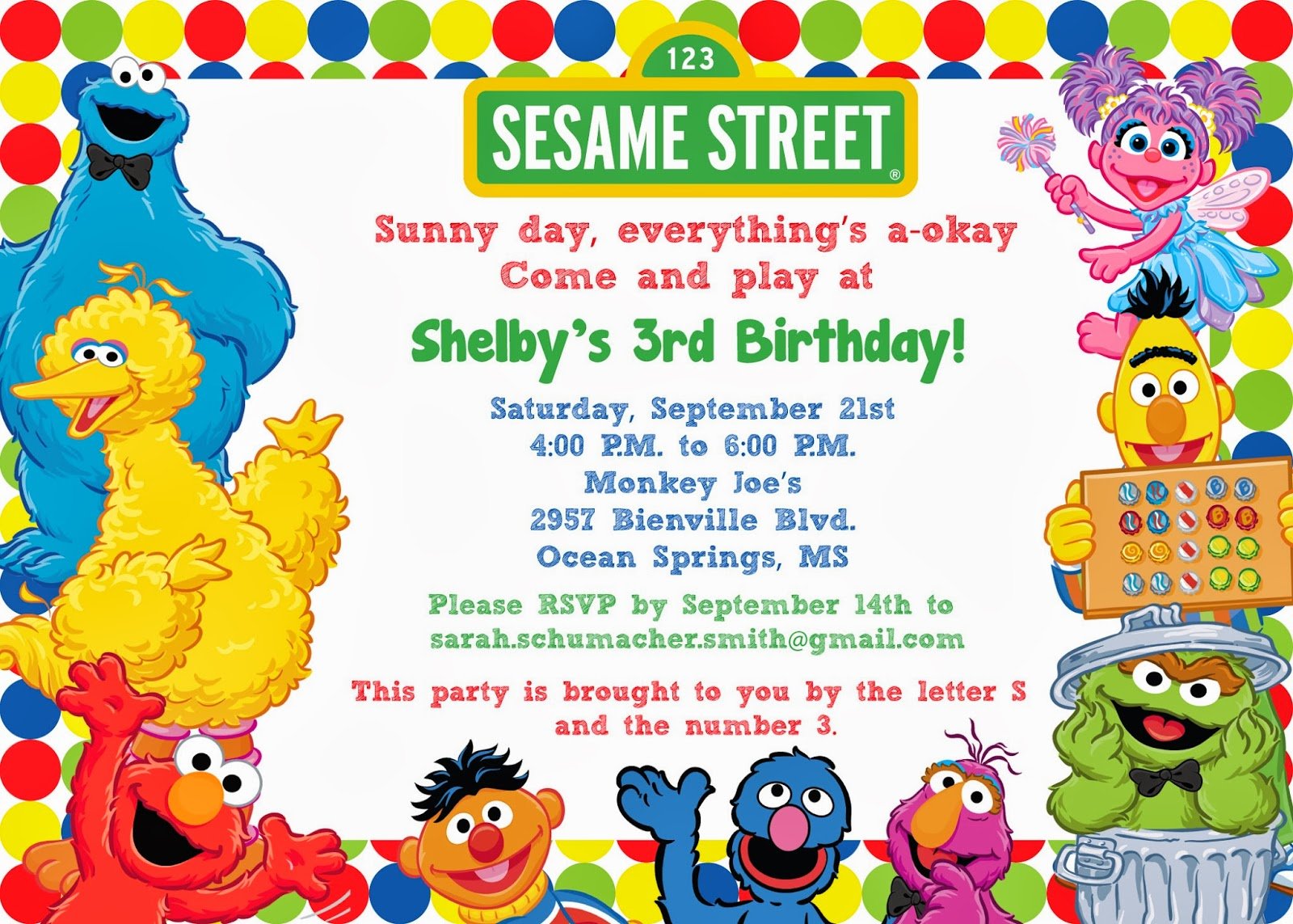 Sesame Street Birthday Invitations 2