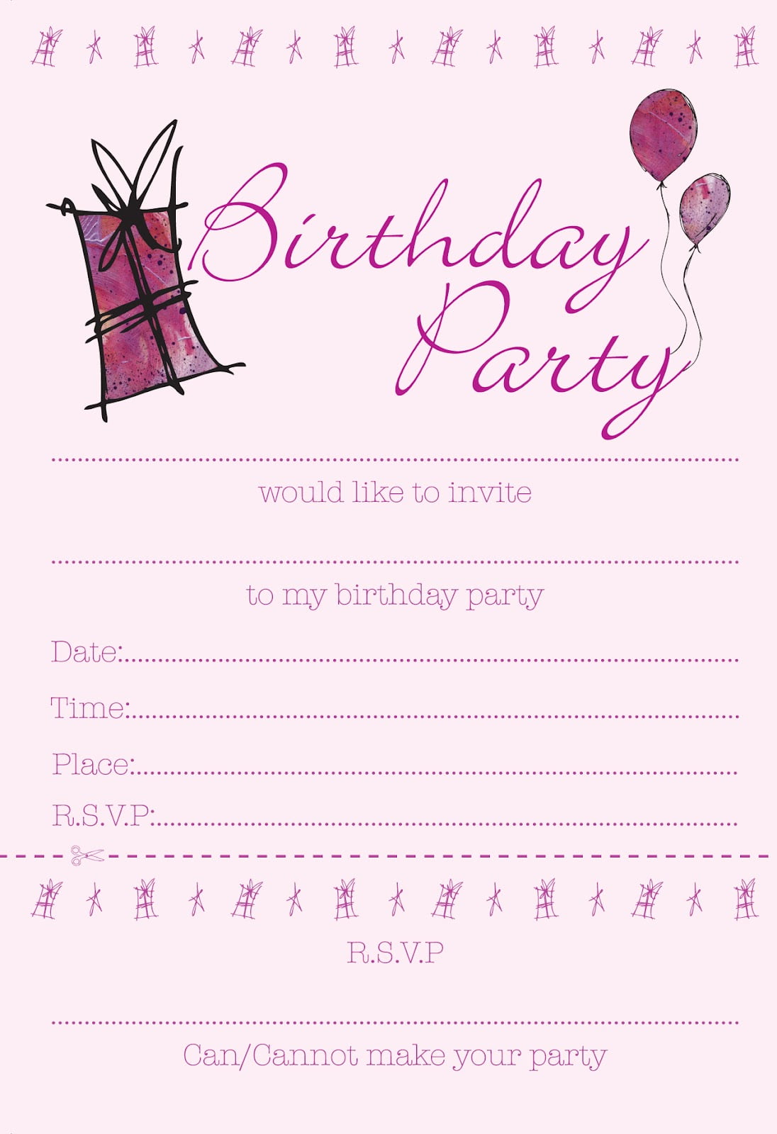 Free Birthday Party Invitations for Girl
