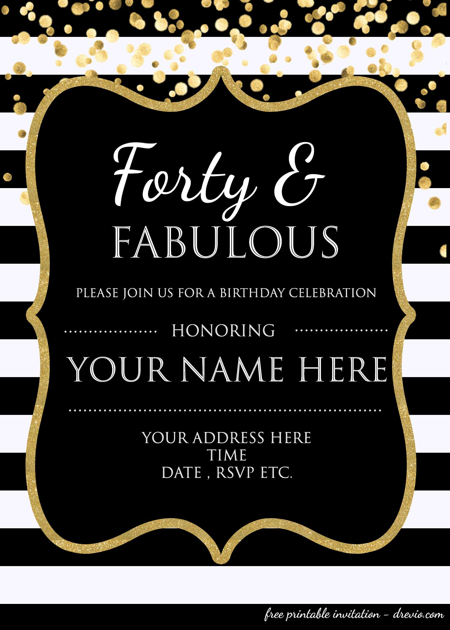 40th Birthday Invitation Template FREE FREE Printable Birthday 