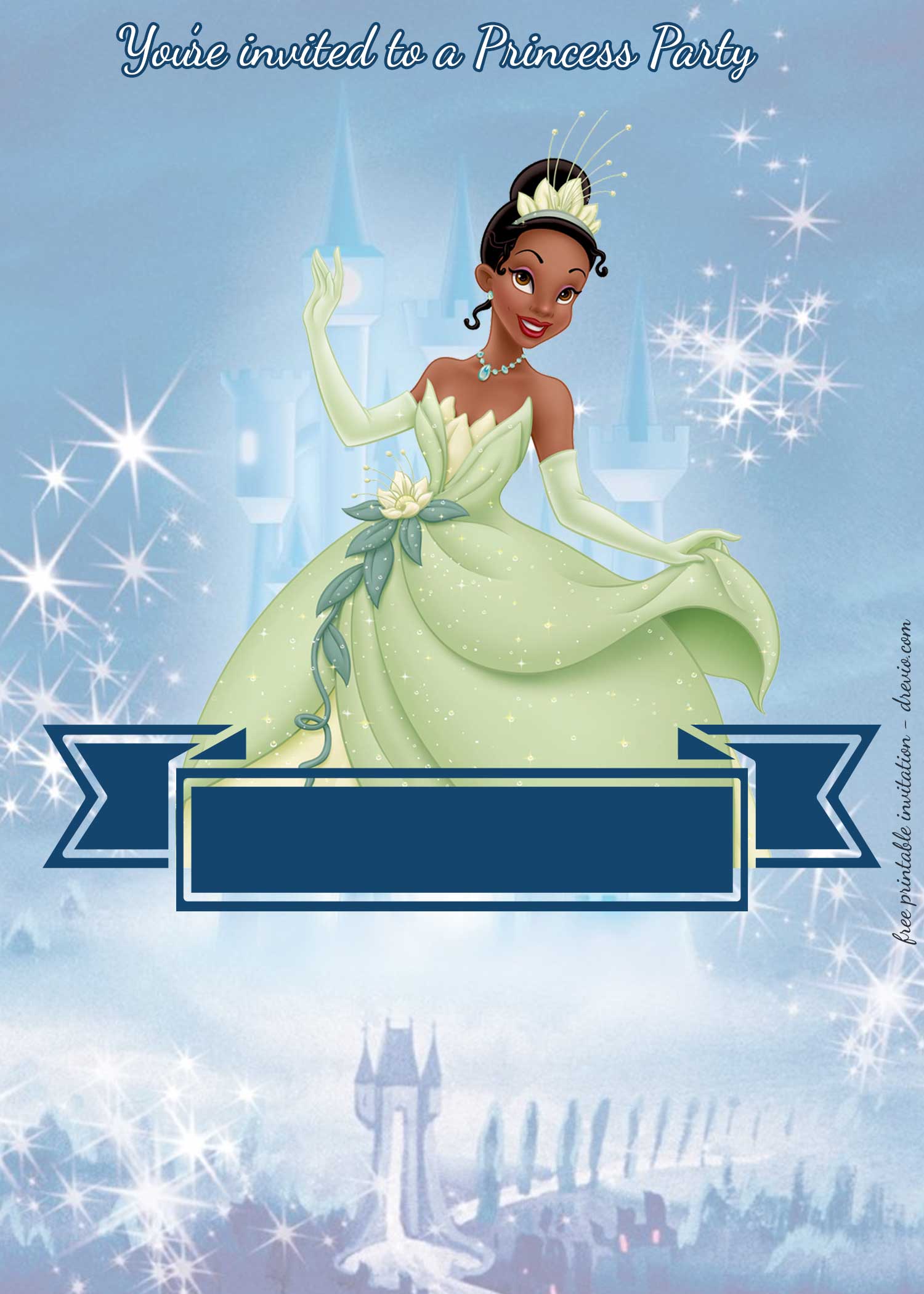 FREE Princess party invitation Princess Tiana invitation template 