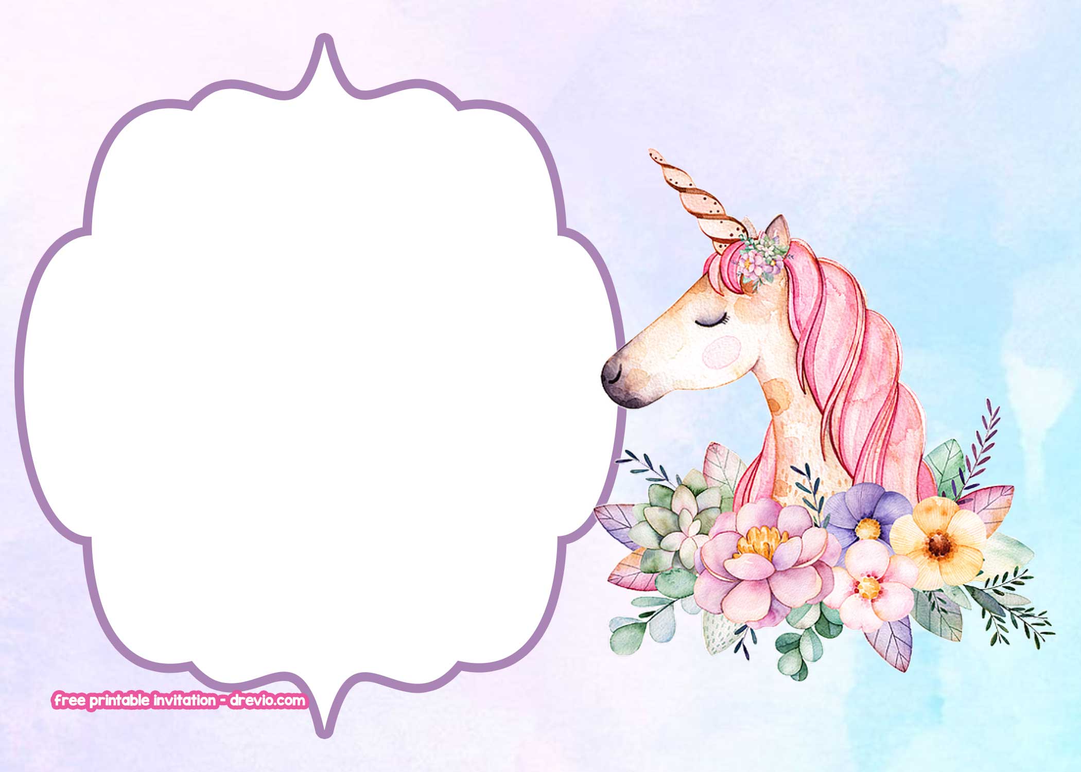 FREE Unicorn Birthday Invitation Templates FREE Printable Birthday 