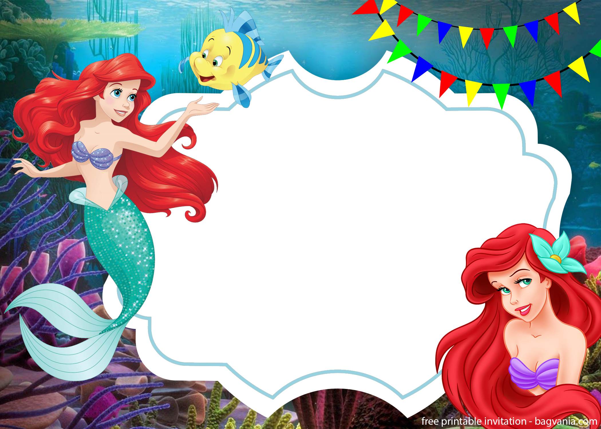 Free Little Mermaid Birthday Invitations Templates 7