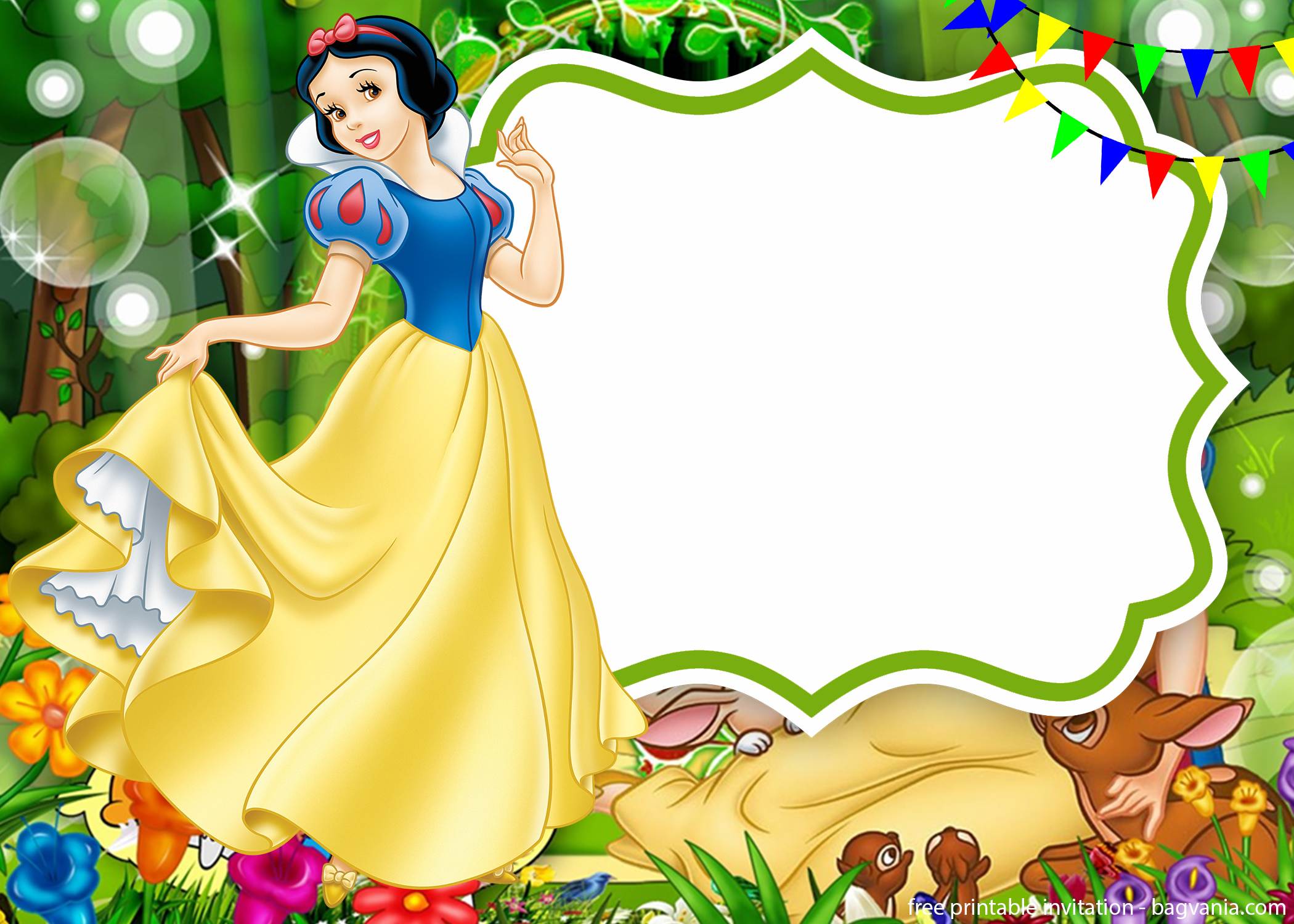 Snow White Seven Dwarfs Invitations Templates FREE Printable