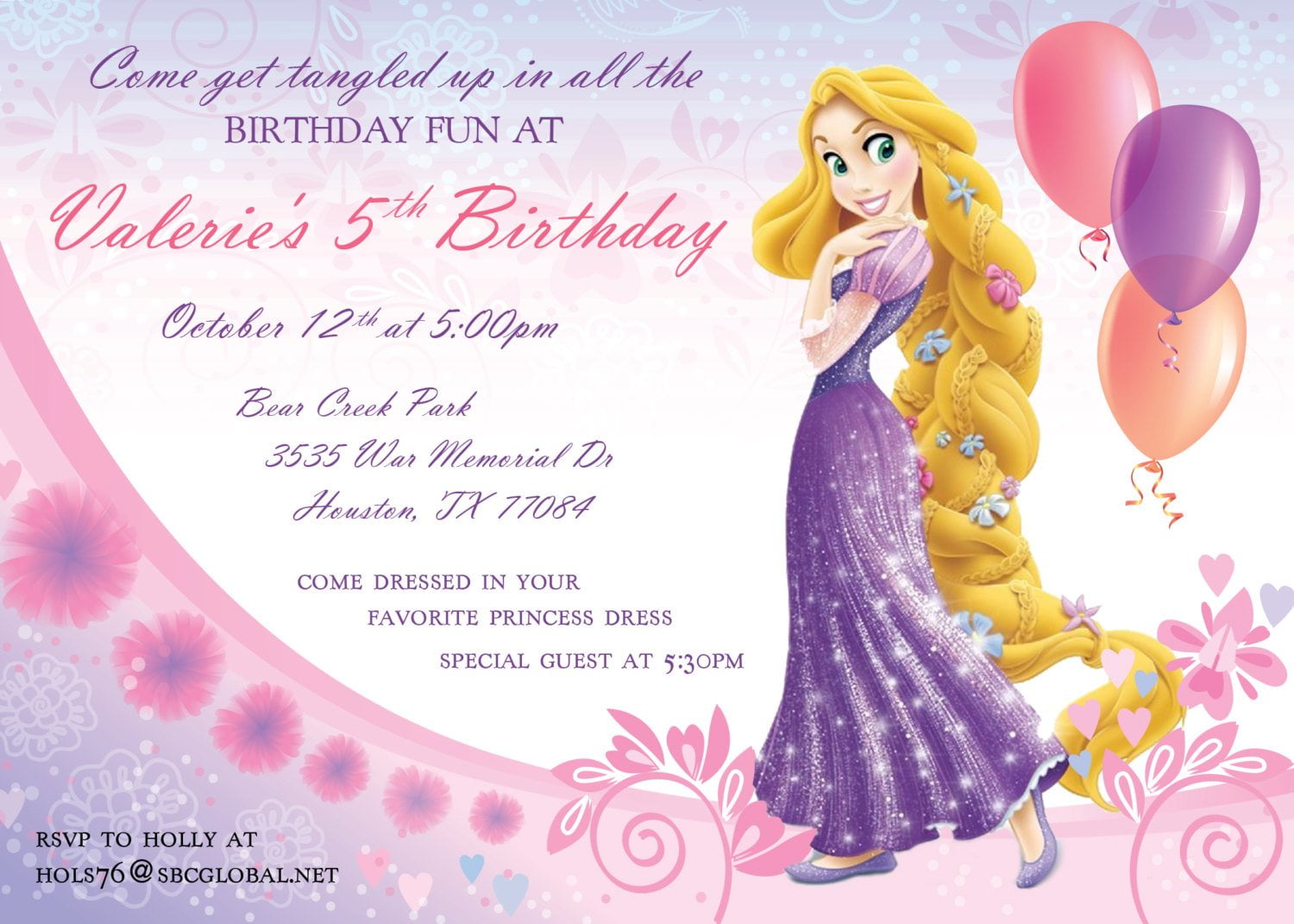 Rapunzel Invitation Template A Girly Birthday Party Invitation Card 