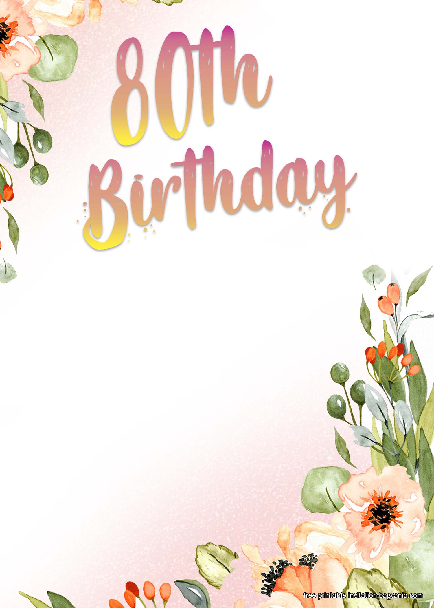 FREE Printable 80th Birthday Invitation Templates FREE Printable Birthday Invitation Templates