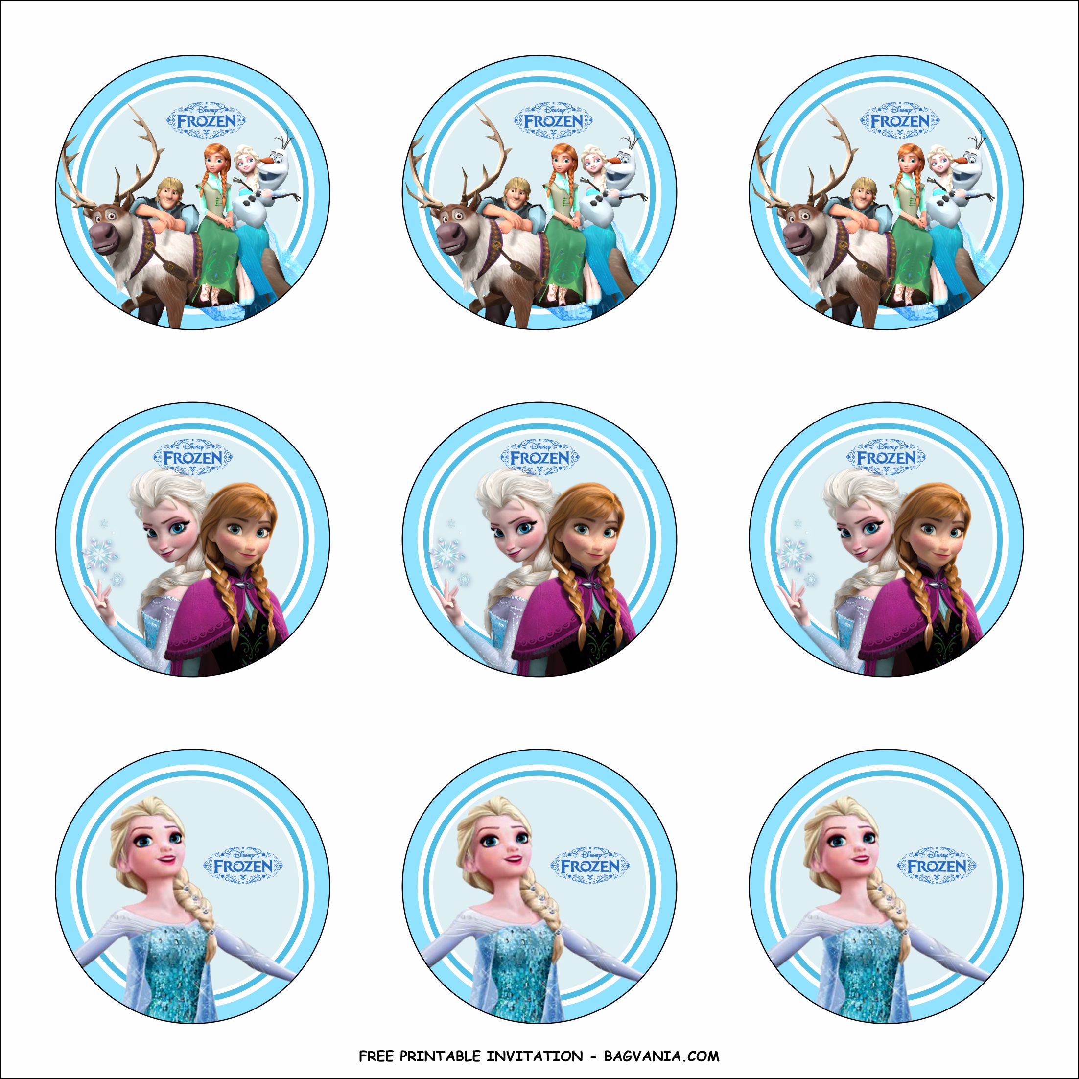 Frozen Cupcake Toppers Templates FREE Printable Birthday Invitation 