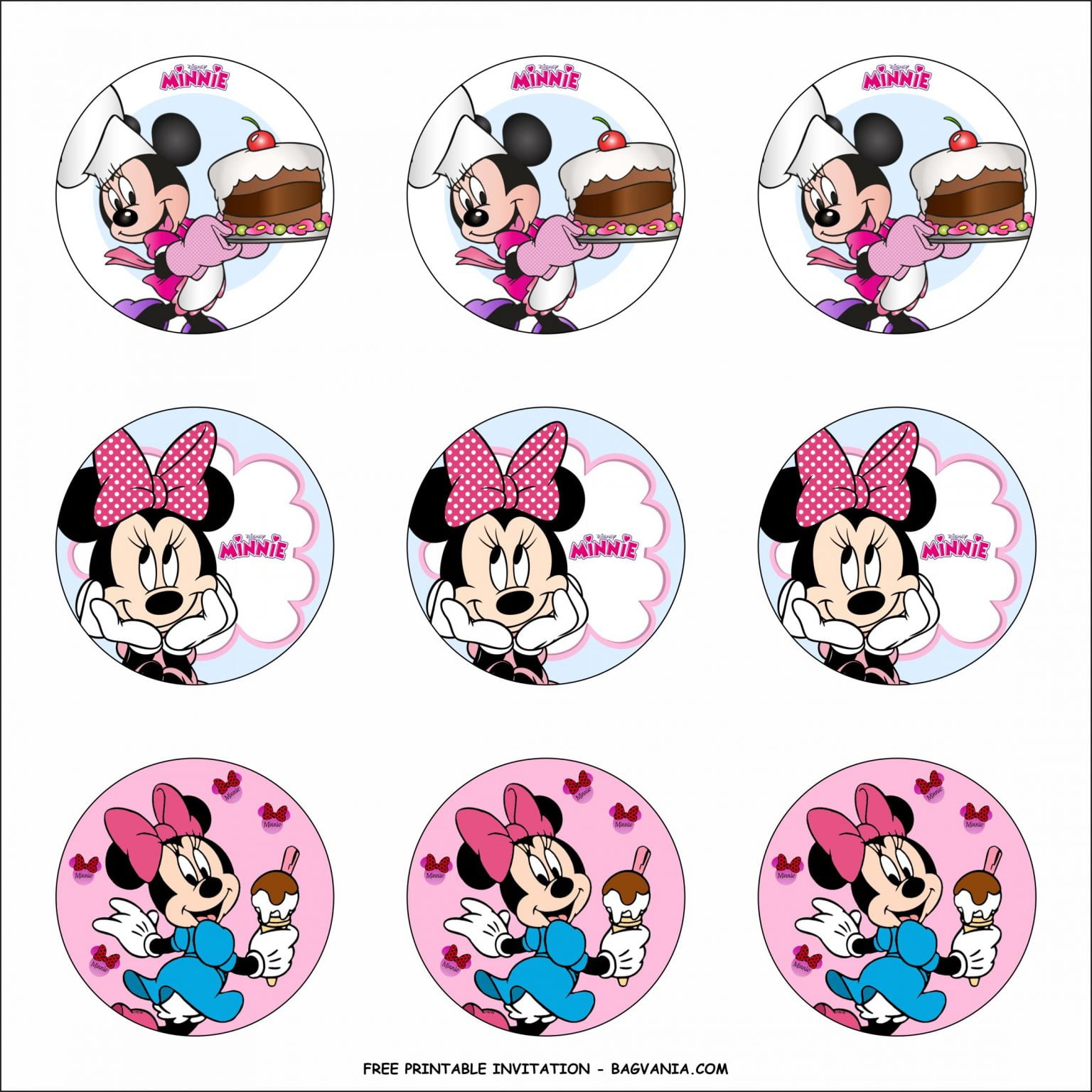 Free Printable Lovely Minnie Mouse Birthday Party Kit Templates FREE