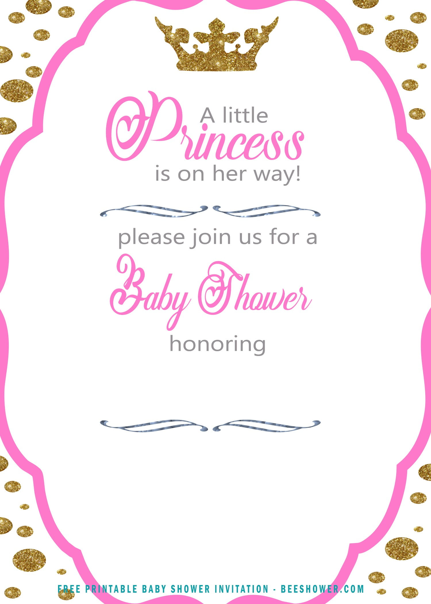 FREE Polka Dot Princess Baby Shower Invitation FREE Printable