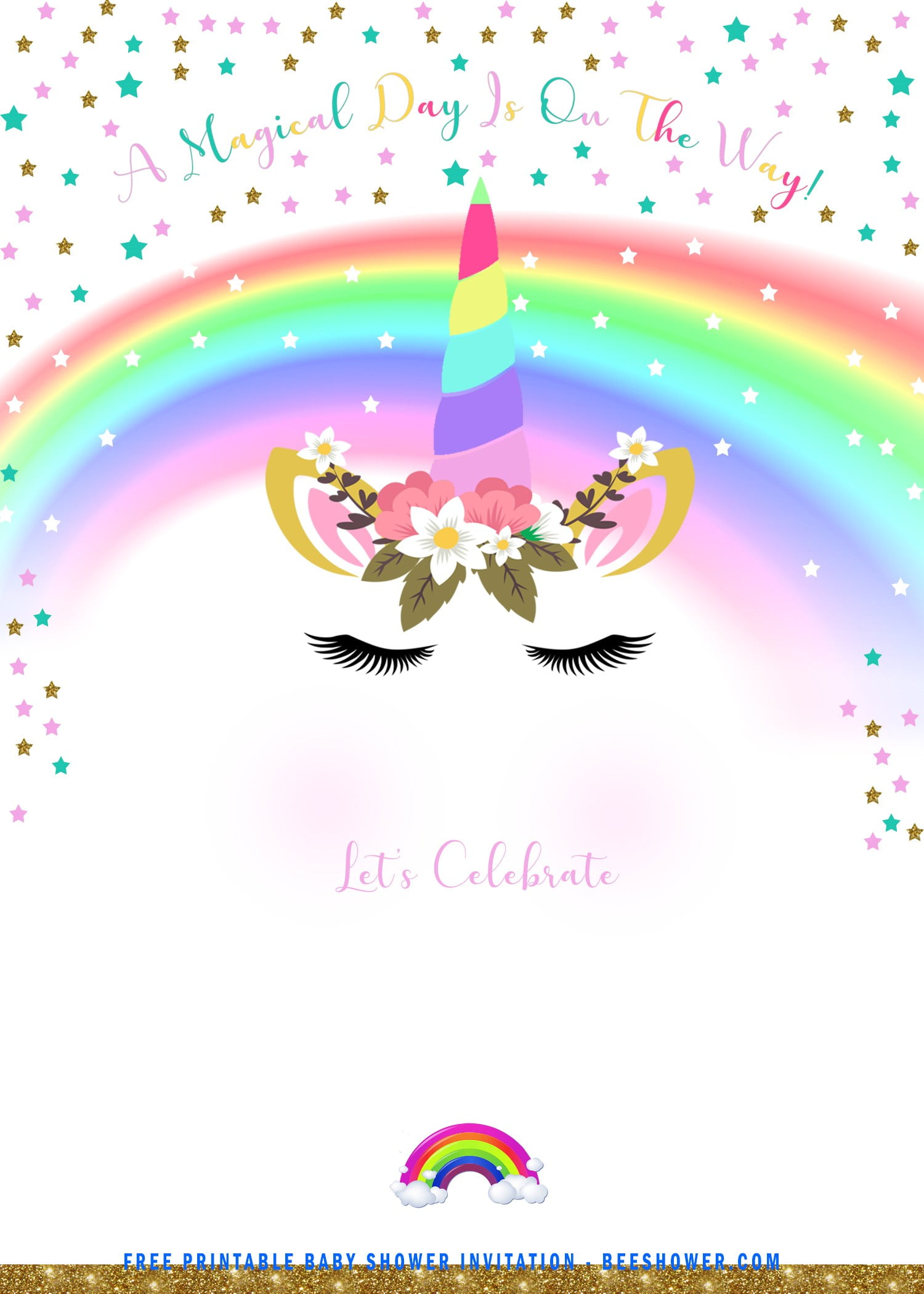 Rainbow Unicorn Invitation Template Free