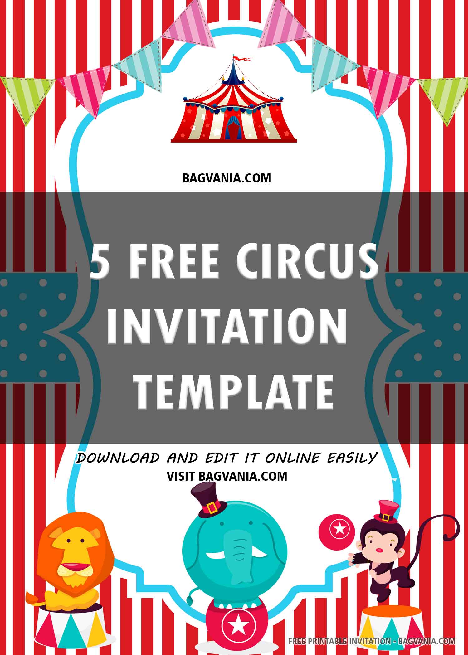  FREE PRINTABLE Stripes Circus Birthday Invitation Templates FREE Printable Birthday