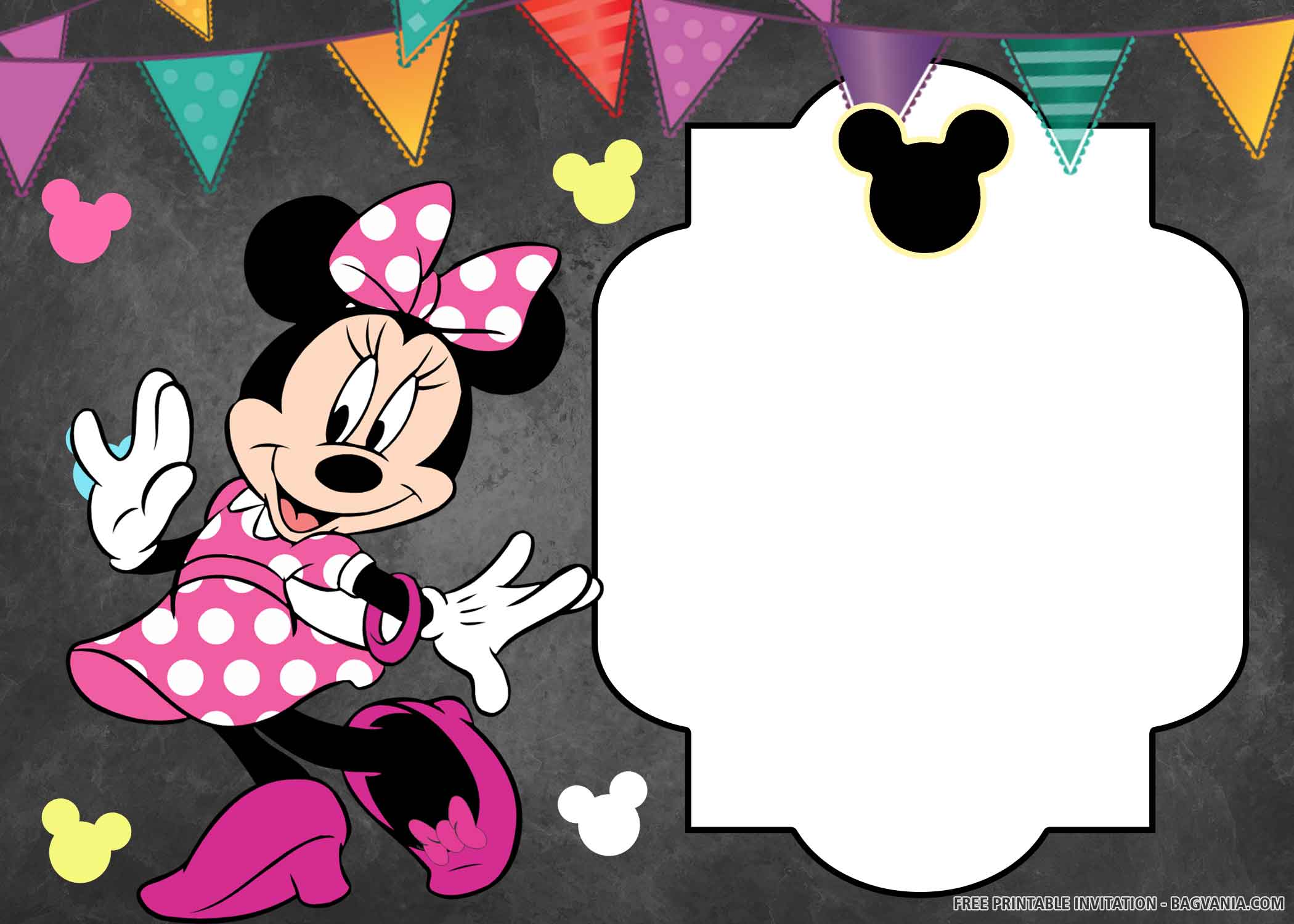  FREE PRINTABLE Hello Minnie Mouse Birthday Invitation Templates 