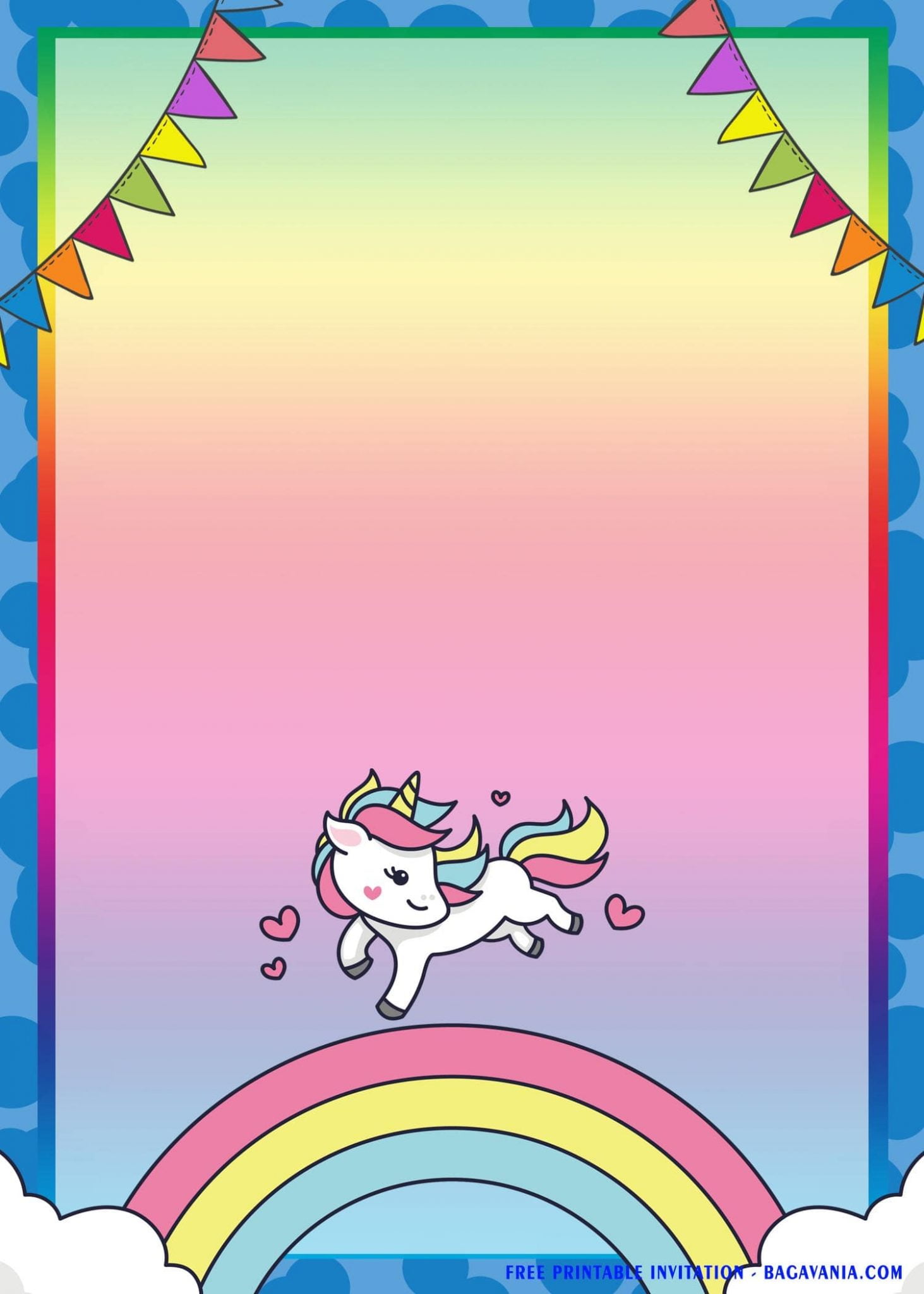 free printable rainbow magical unicorn birthday