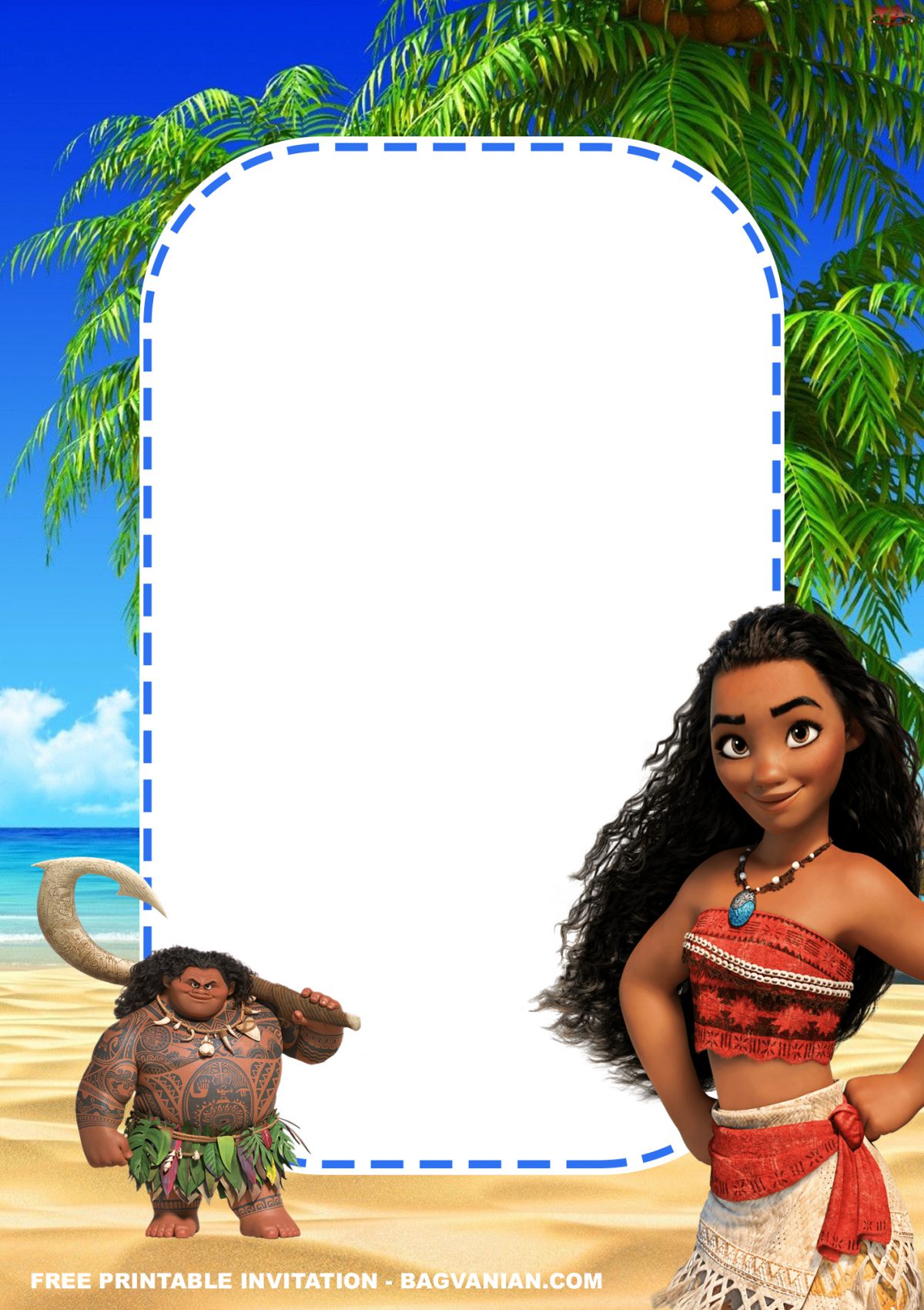 free printable baby moana birthday invitation templates free