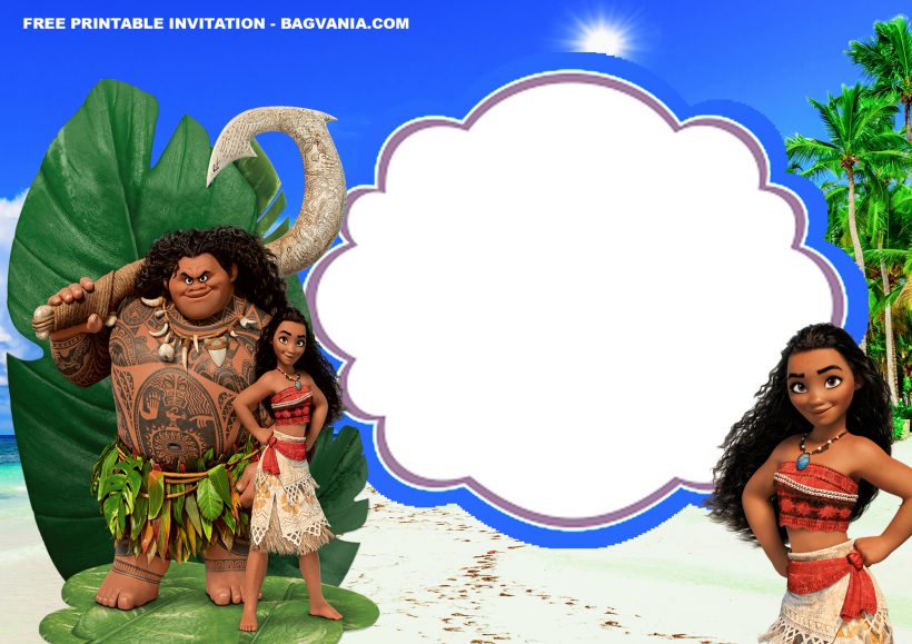 (FREE Printable) – Baby Moana Birthday Invitation Templates | FREE ...