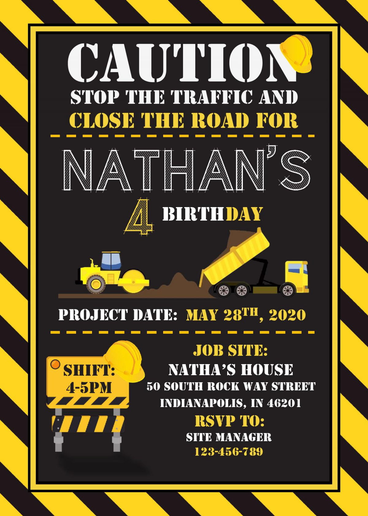 Construction Birthday Invitation Templates – Editable With MS Word ...