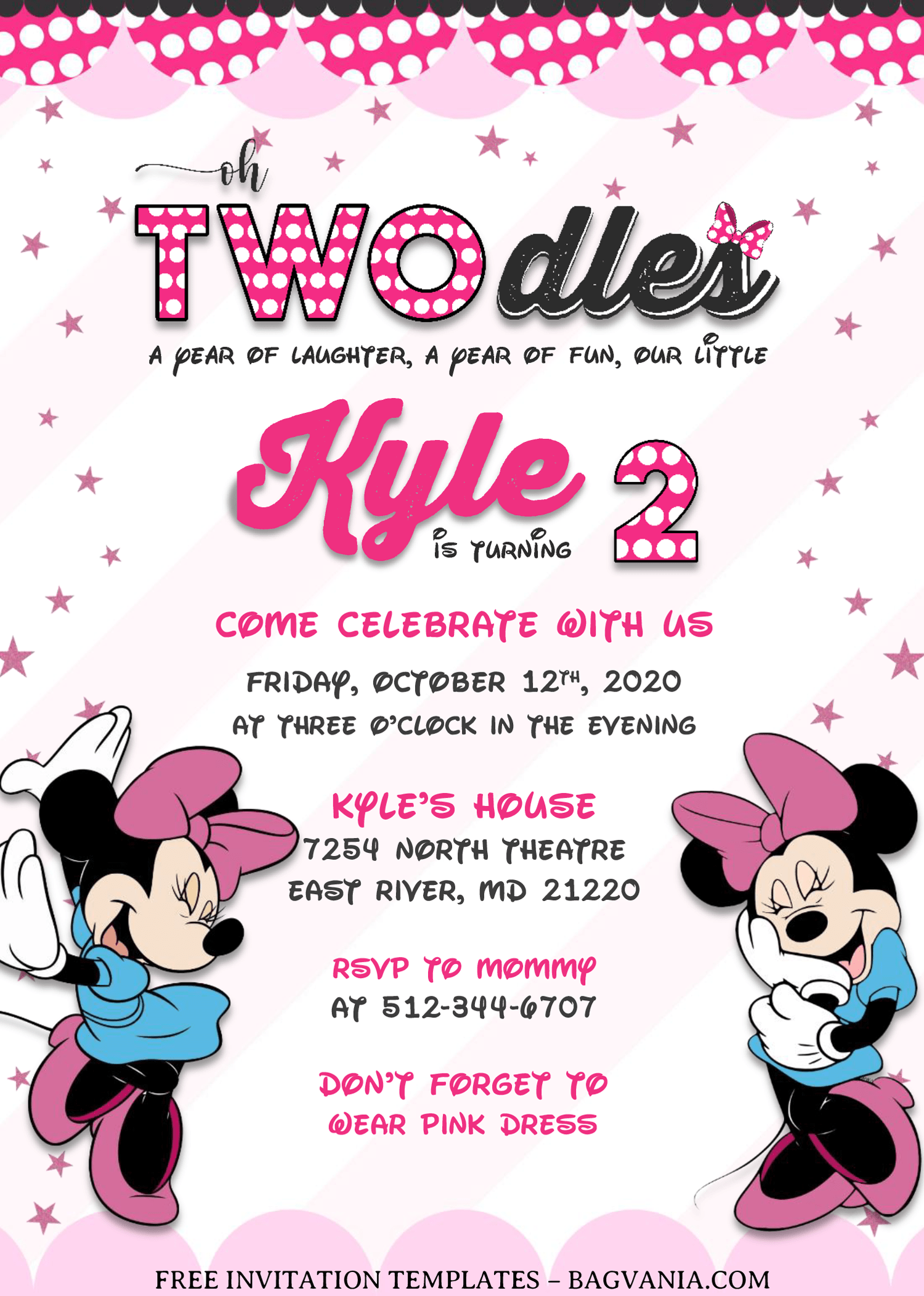 Minnie Mouse Invitation Templates – Editable With MS Word | FREE ...