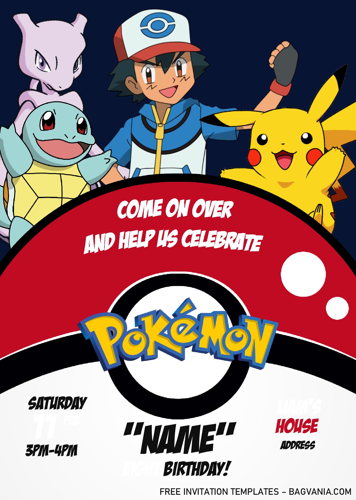 Pokemon Invitation Templates Editable With MS Word FREE Printable 