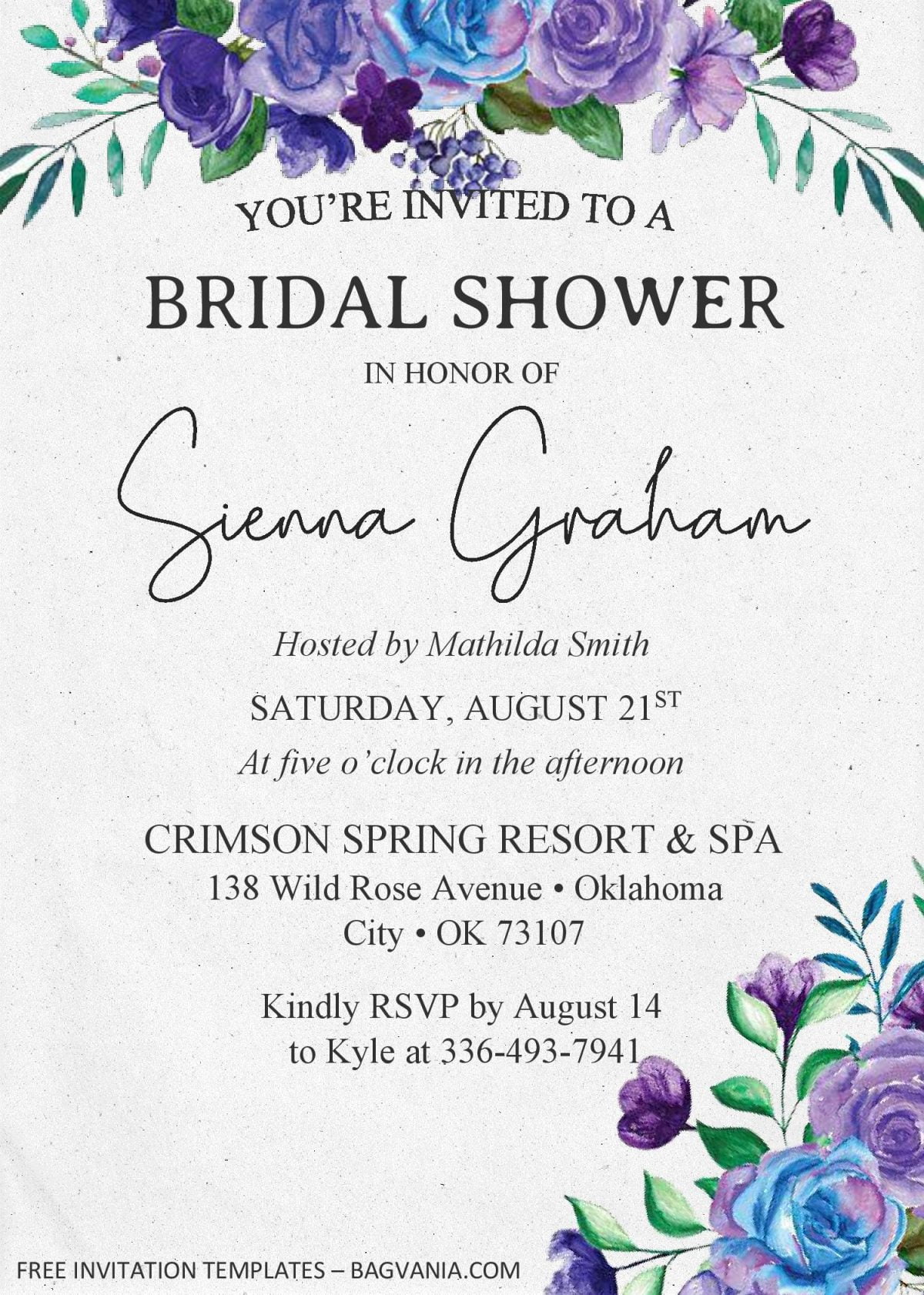 Purple Floral Invitation Templates – Editable With MS Word | FREE ...