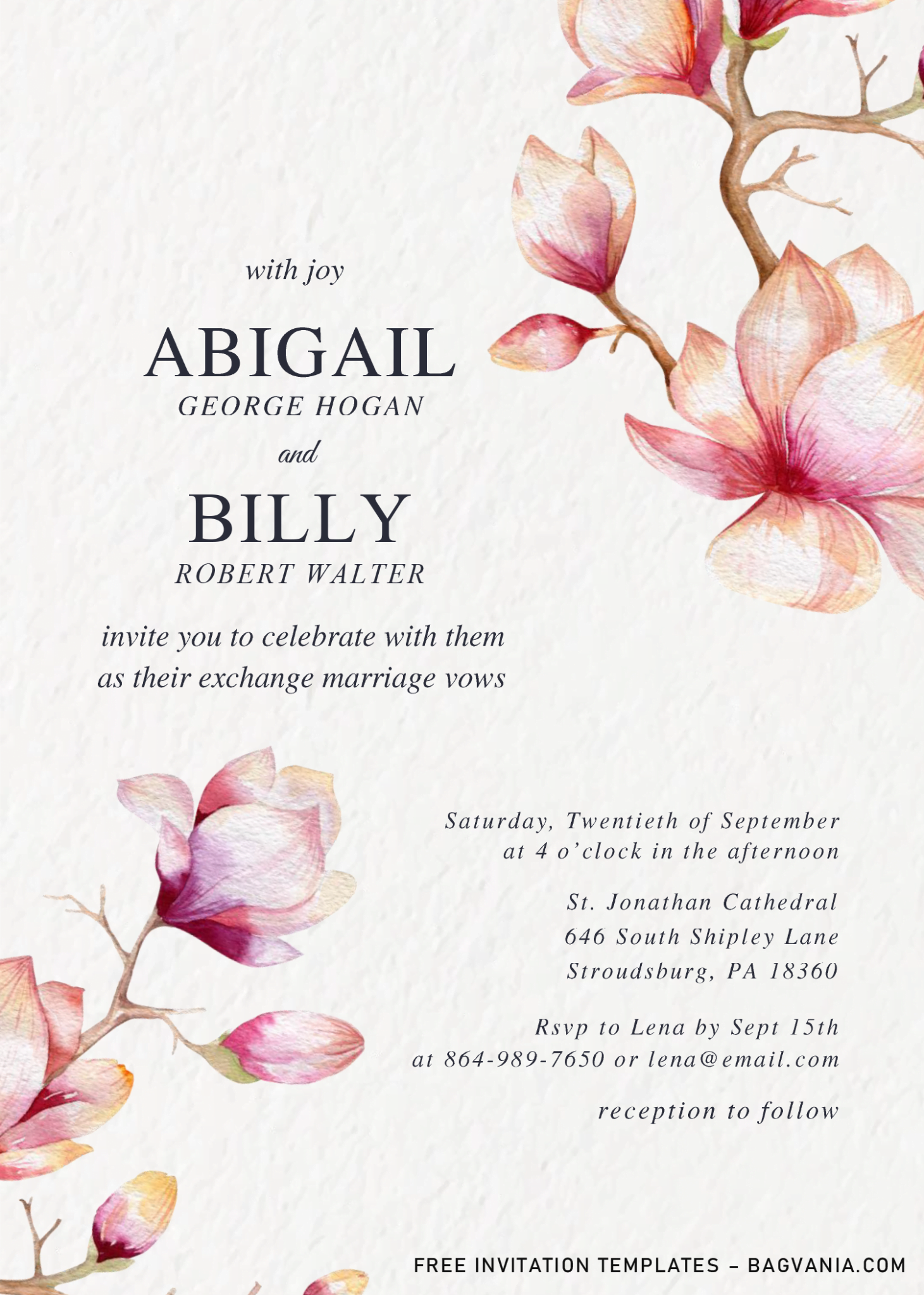 Elegant Orchid Invitation Templates – Editable .docx 