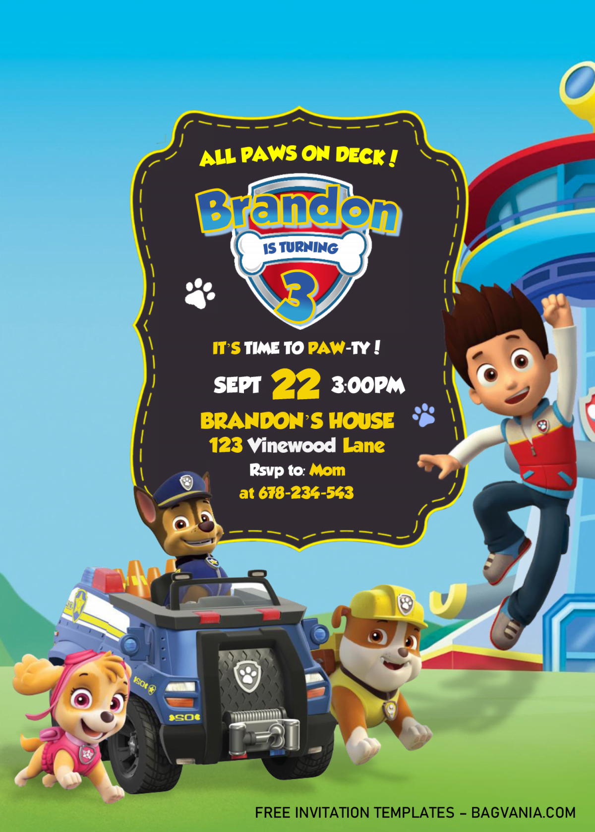 Free Paw Patrol Invitation Templates Editable With Ms Word Free Printable Birthday