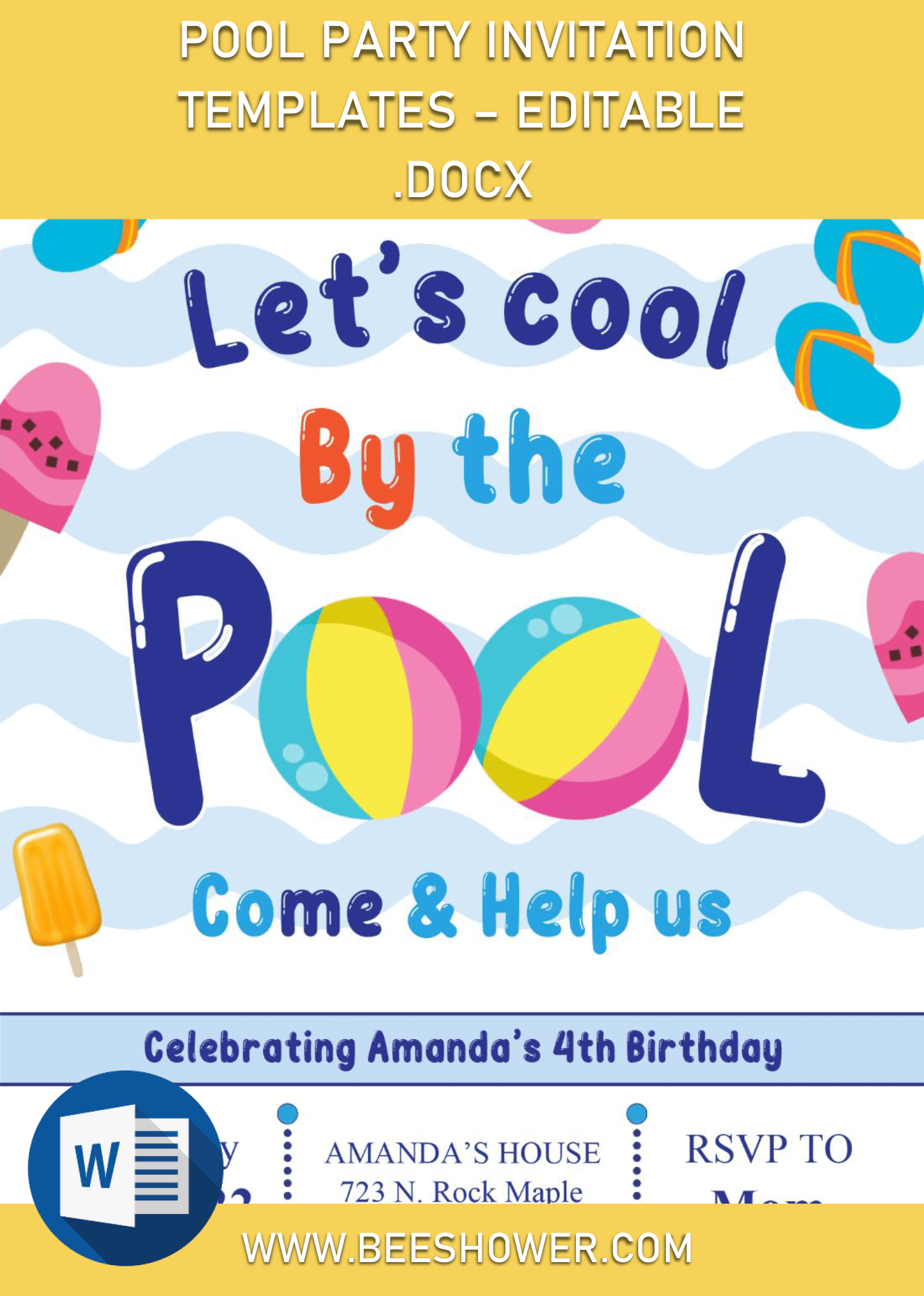 Pool Party Invitation Templates Editable Docx Free Printable Birthday Invitation Templates Bagvania