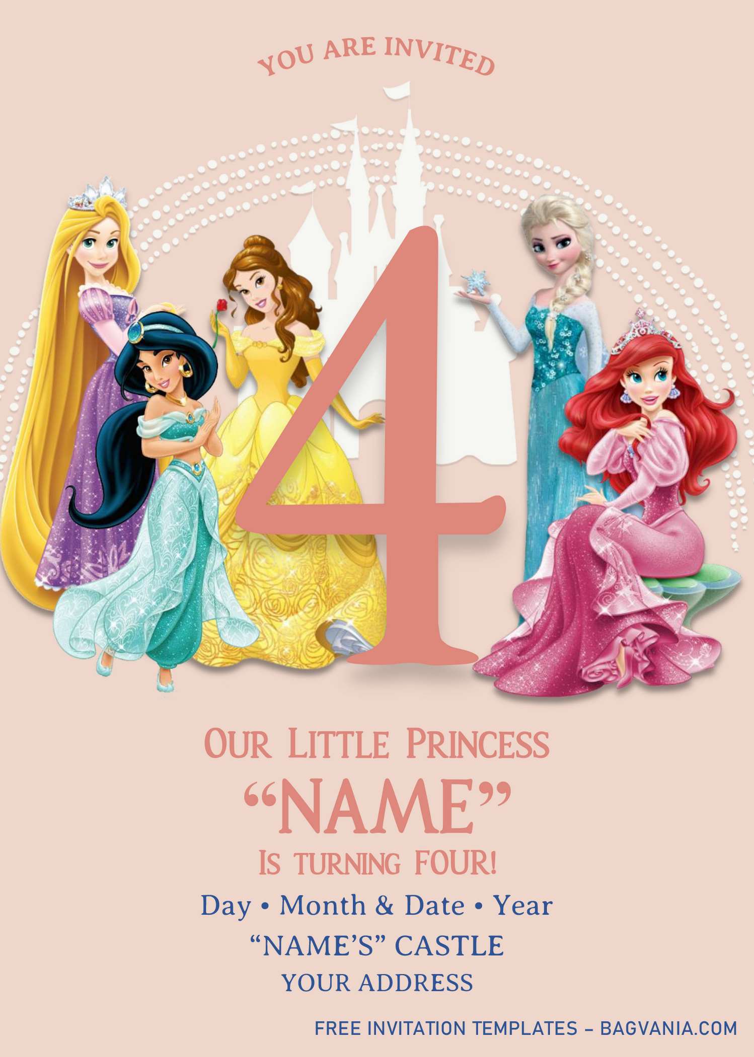 Disney Princess Invitation Templates Editable With Ms - vrogue.co