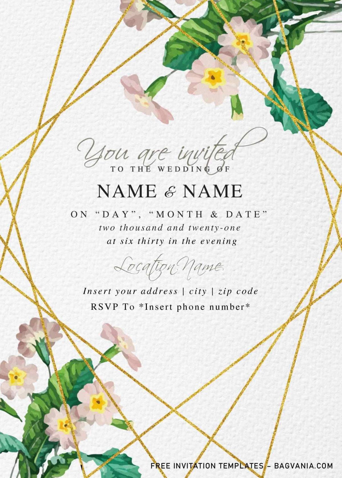 Free Botanical Floral Wedding Invitation Templates For Word | FREE