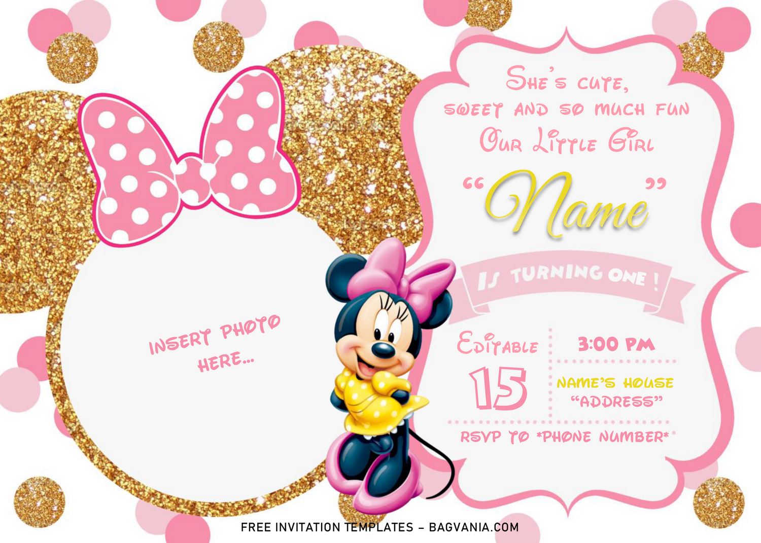 Printable Minnie Birthday Invitation Templates