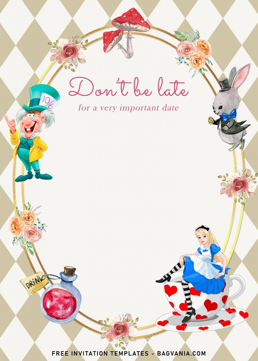 Alice In Wonderland Invitation Template