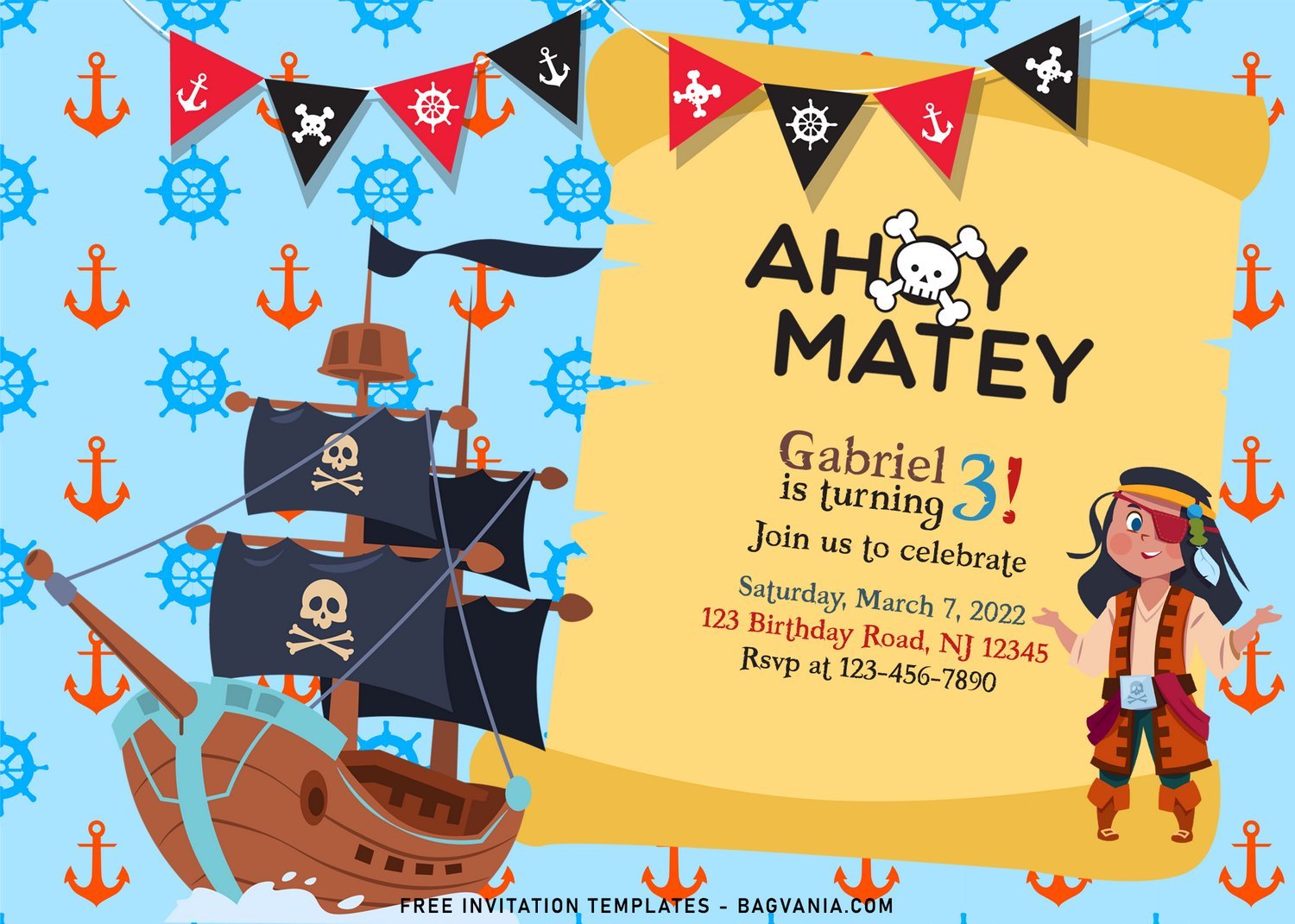 pirate birthday card printable