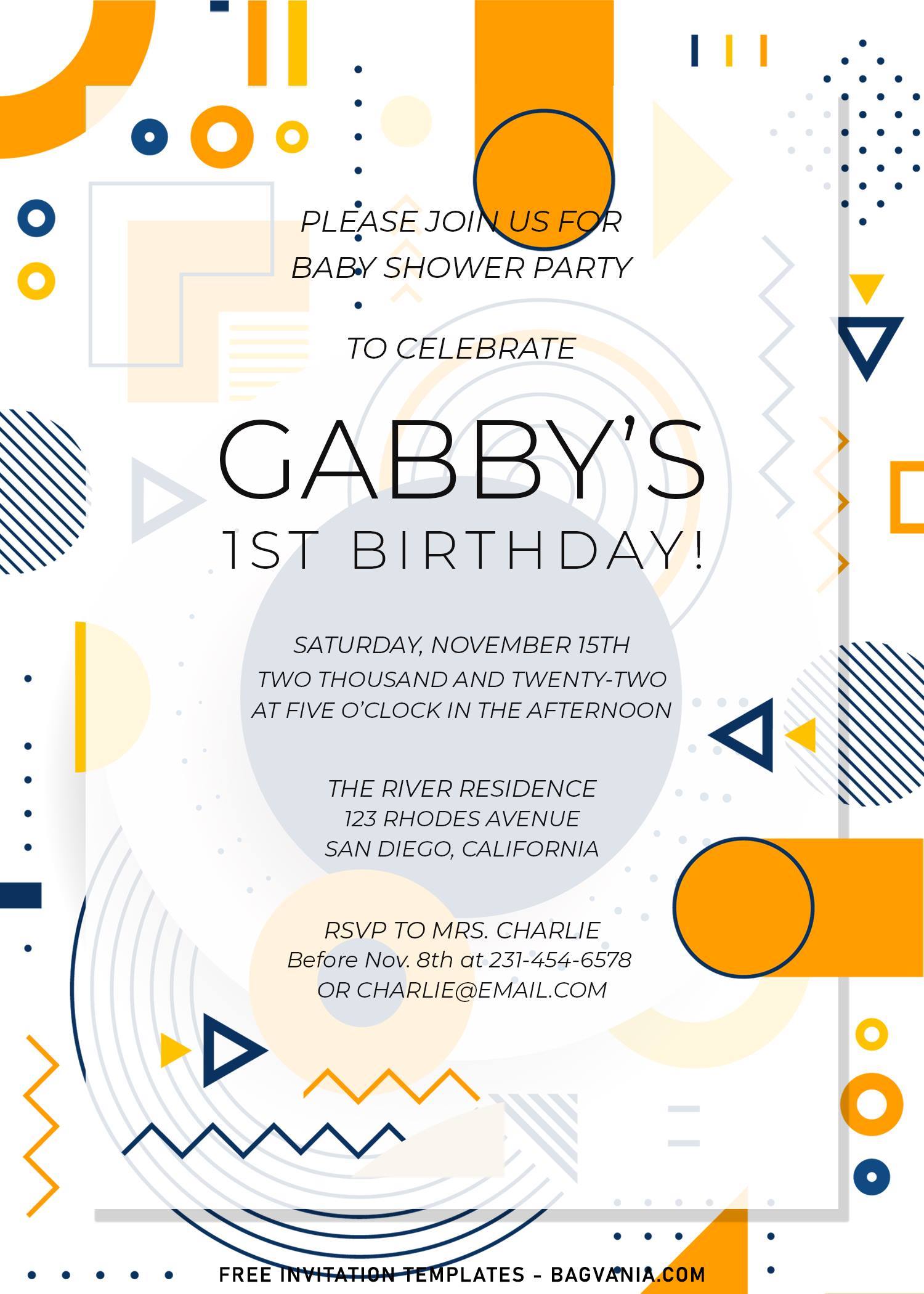 10+ Artistic Geometric Shapes Birthday Invitation Templates | FREE ...