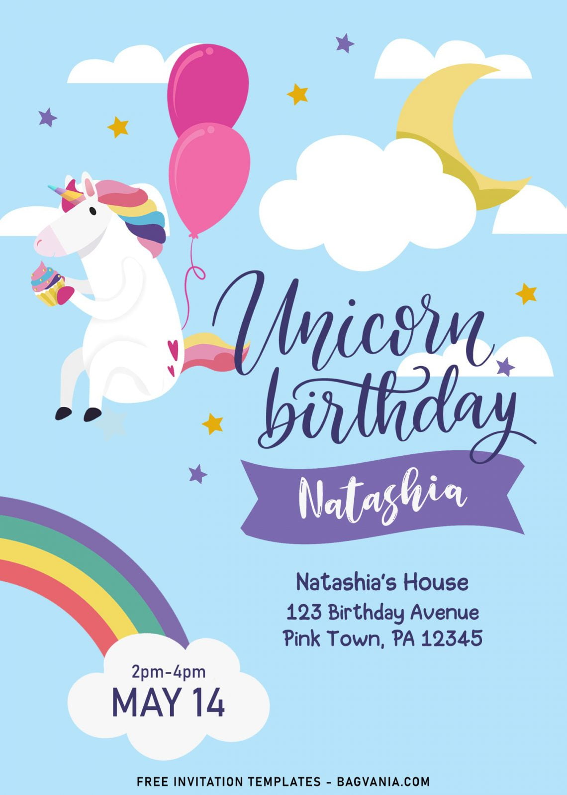 9+ Kawaii Rainbow Unicorn Birthday Invitation Templates | FREE ...