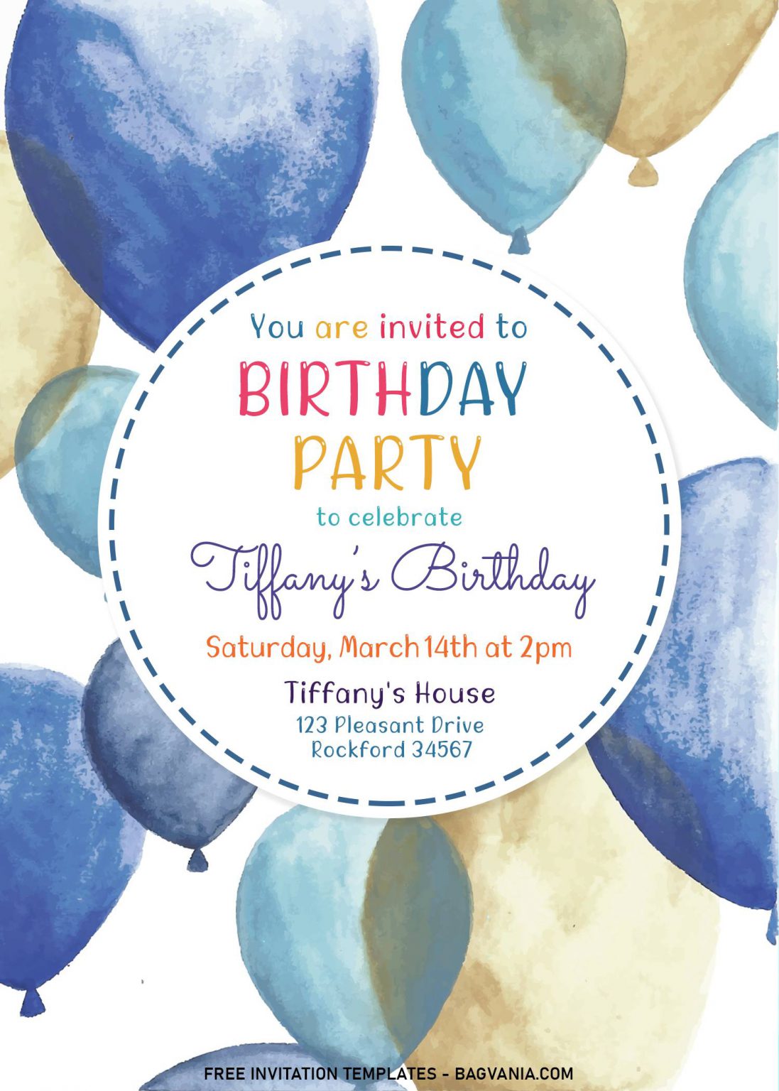 8+ Beautiful Watercolor Balloons Birthday Invitation Templates | FREE ...