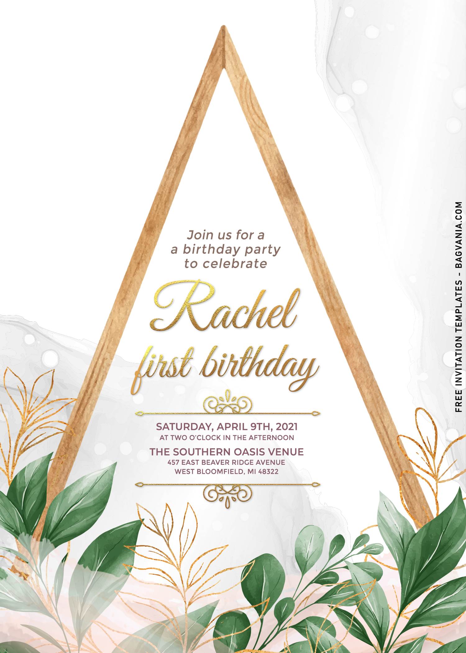 7+ Rustic Vines Birthday Invitation Templates With Triangle Arch | FREE  Printable Birthday Invitation Templates - Bagvania