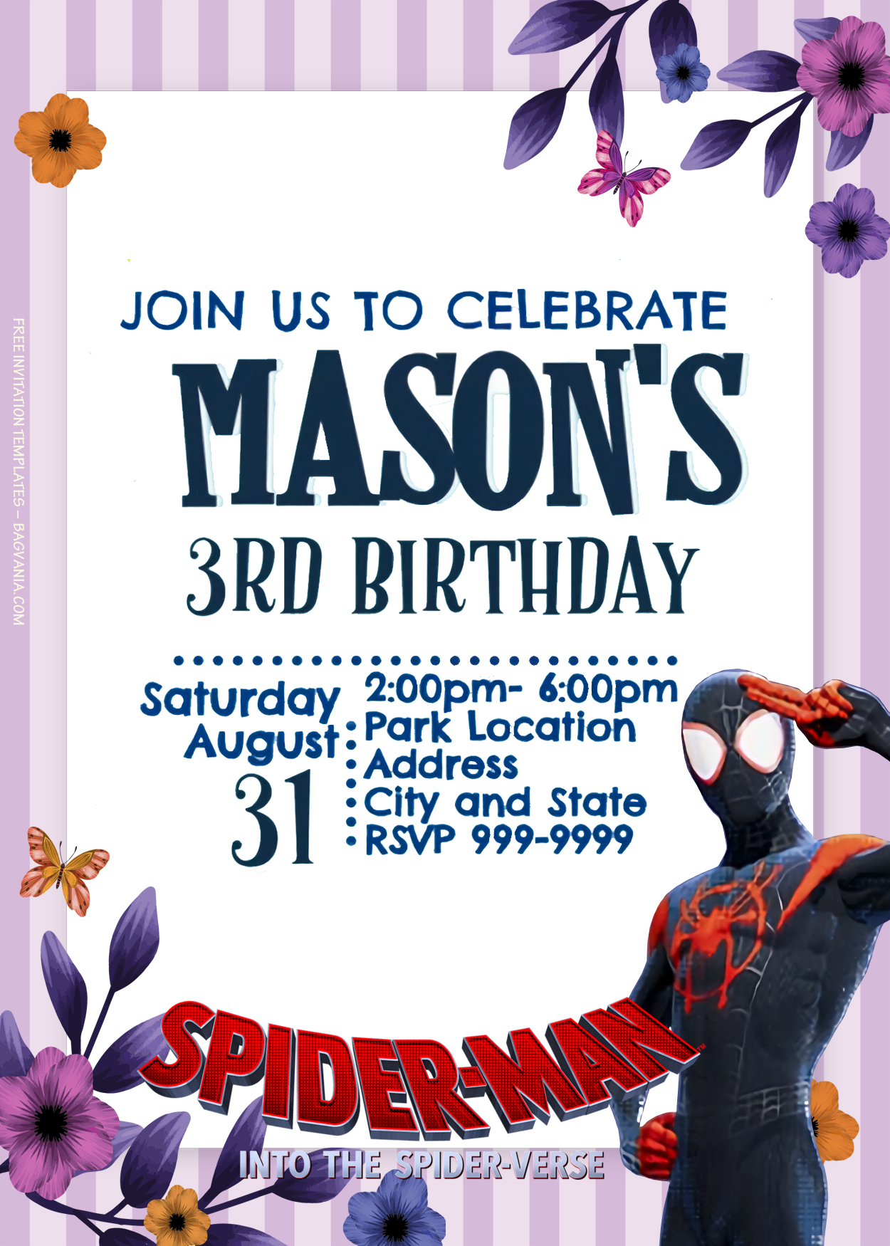 9+ Spiderman Into The Spiderverse Adventure Birthday Invitation Templates |  FREE Printable Birthday Invitation Templates - Bagvania